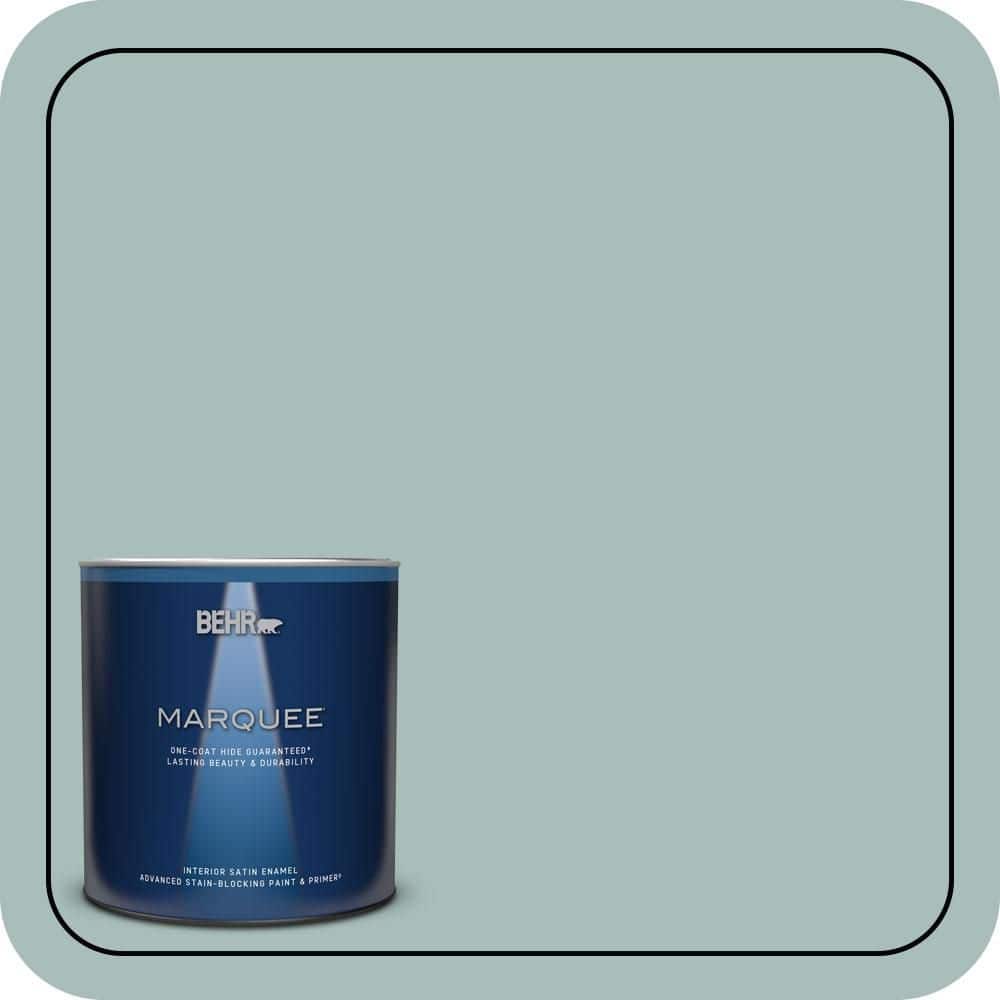 BEHR MARQUEE 1 qt. #QE-43 Water Surface Satin Enamel Interior Paint & Primer