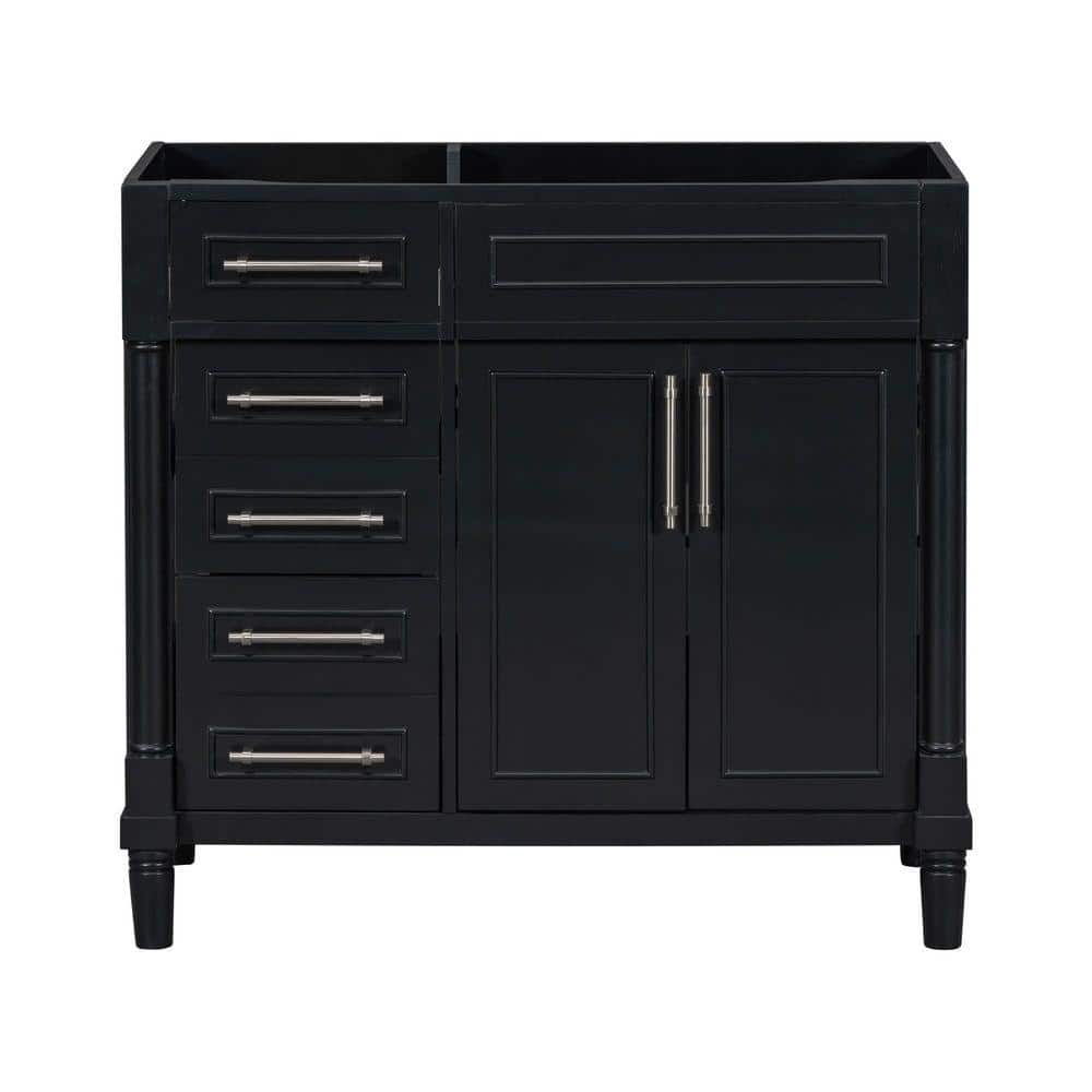 Timussi 35.51 in. Bath Vanity Cabinet without Top in Black Unassembled