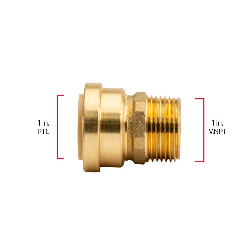QUICKFITTING 1 in. Brass Push-to-Connect MNPT (Male Thread) Adapter Fitting with SlipClip Release Tool (4)