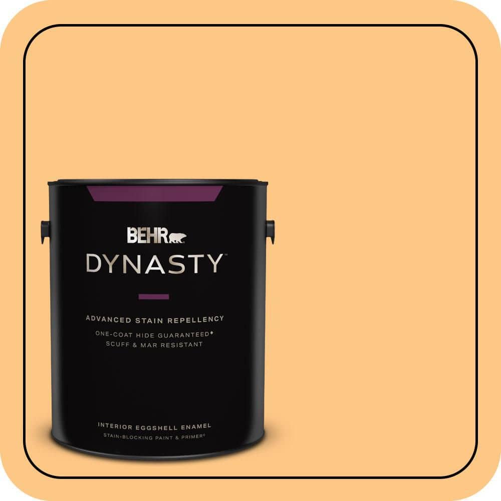 BEHR DYNASTY 1 gal. #P240-4 Mango Tango Eggshell Enamel Interior Stain-Blocking Paint & Primer