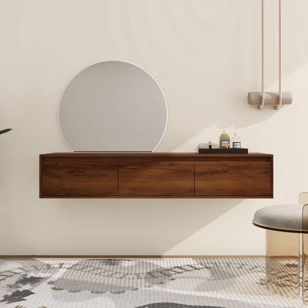 ARTCHIRLY 58.69 in. W x 17.94 in. D x 11 in. H Bathroom Storage Wall Cabinet in Brown Ebony