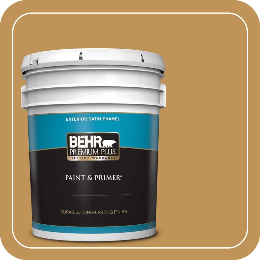 BEHR PREMIUM PLUS 5 gal. #T12-5 Lone Star Satin Enamel Exterior Paint & Primer