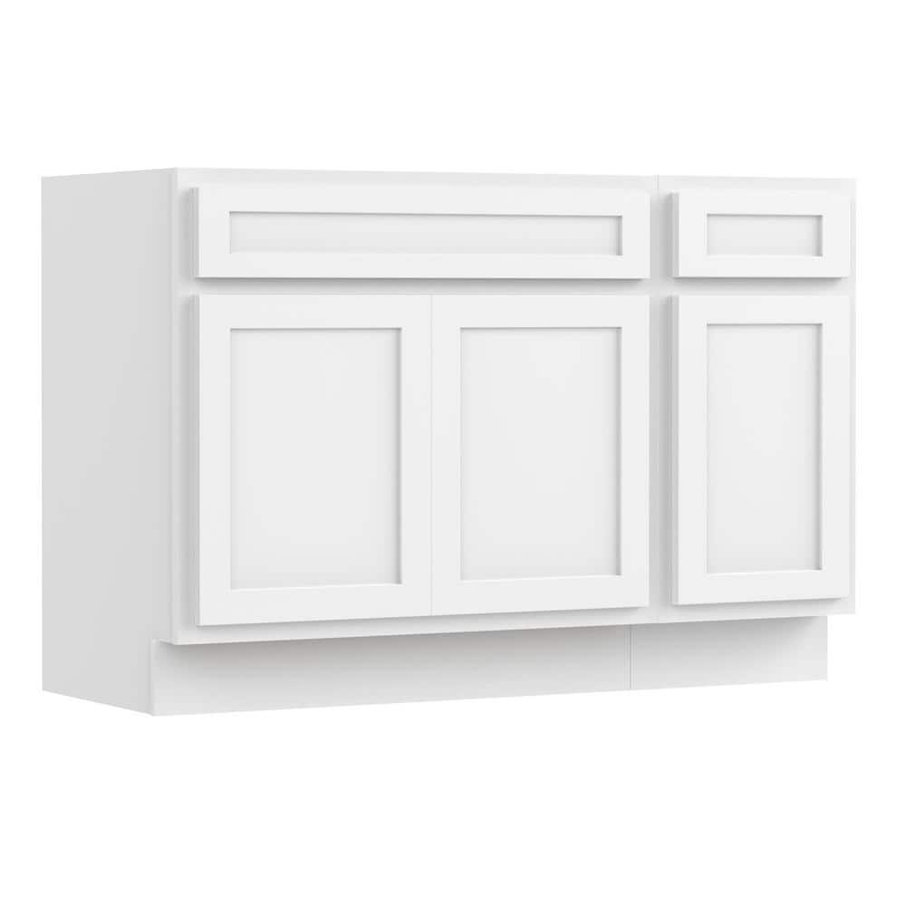 Vanity Art Montclair 48 in. 3-Door and 1-Drawer Freestanding Shaker Bathroom Vanity Cabinet (No Top) in White - Unassembled (2)