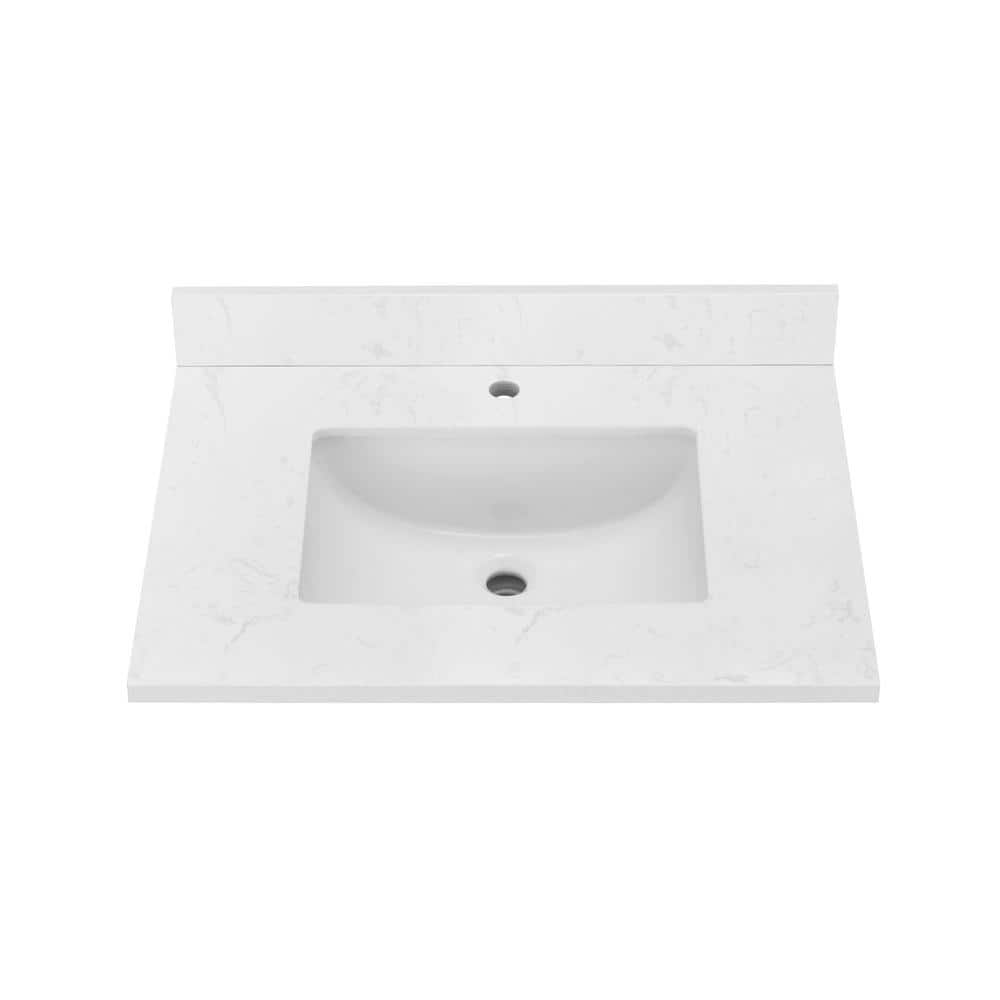 YASINU 48 in. W 22 in. D Engineered Stone Composite Rectangular Single Sink Vanity Top Center Sink
