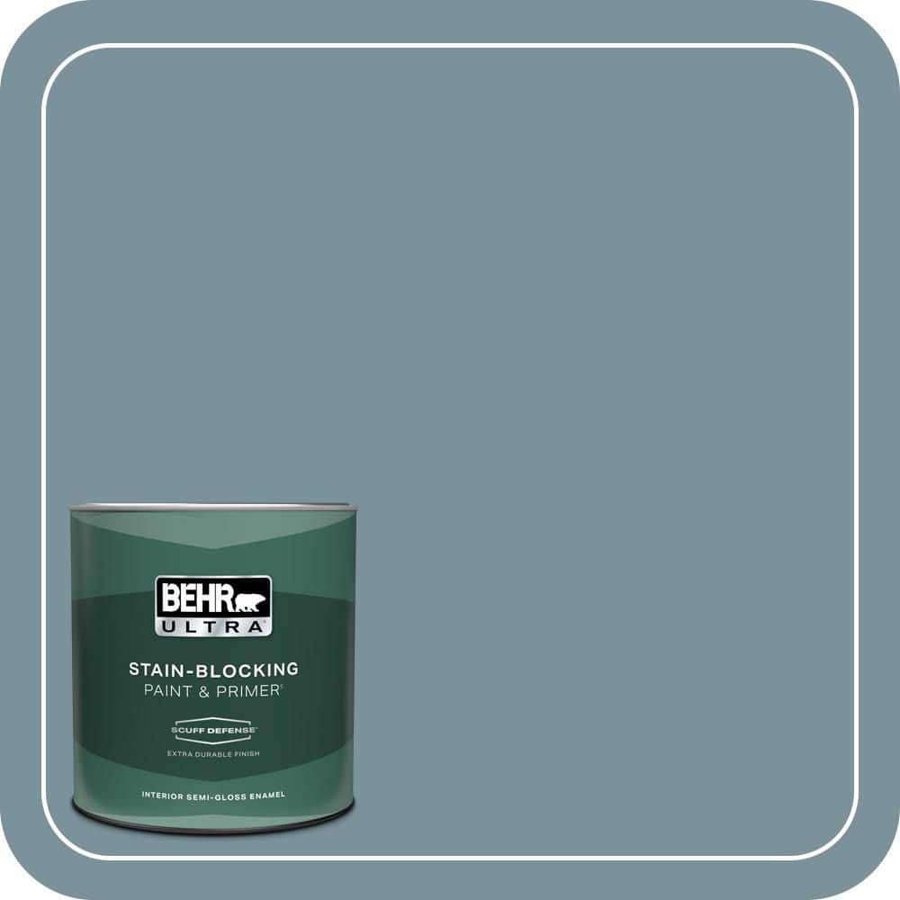 BEHR ULTRA 1 qt. #PMD-55 Silent Tide Extra Durable Semi-Gloss Enamel Interior Paint & Primer