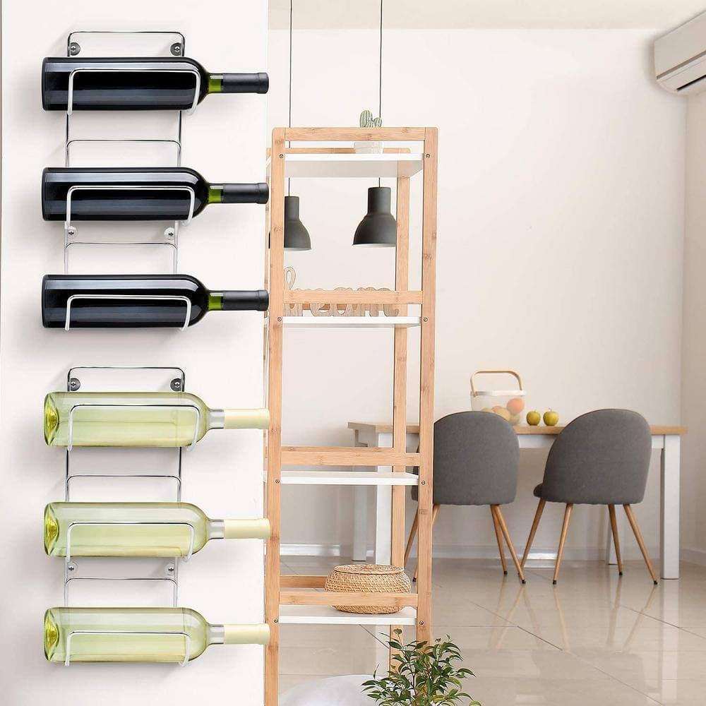 Dyiom Towel-Rack Holder - Wall Mounted Storage Organizer for Linens Set of 2 (Silver) (3)