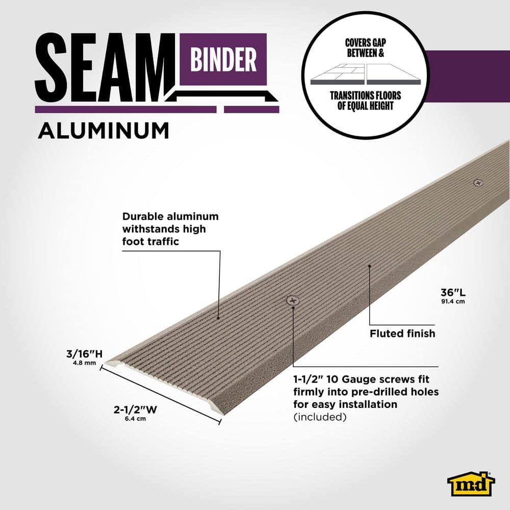 M-D Building Products 2 1/2"X 36" WARM GRAY ALUMINUM SEAM BINDER W/SCREWS & ANCHORS (3)