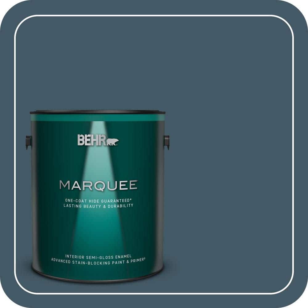 BEHR MARQUEE 1 gal. #S480-7 Midnight in the Tropics One-Coat Hide Semi-Gloss Enamel Interior Paint & Primer (1)