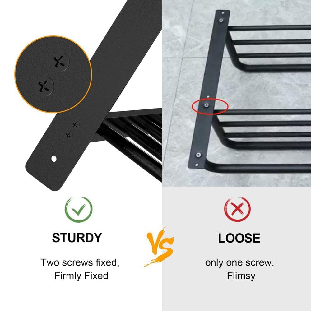 Adrinfly 3-Tier Wall Mounted Towel Rack with Towel Bars, Shelf for Bathroom, 24 in. Towel Shelf with Bar, Matte Black (2)
