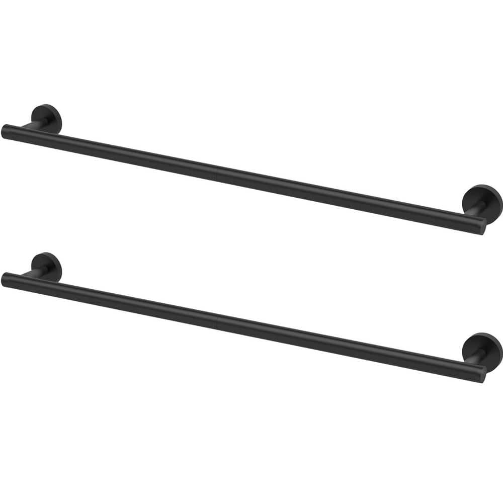 ruiling 30 in. Wall Mounted Towel Bar in Stainless Steel Matte Black-2 Pack (1)