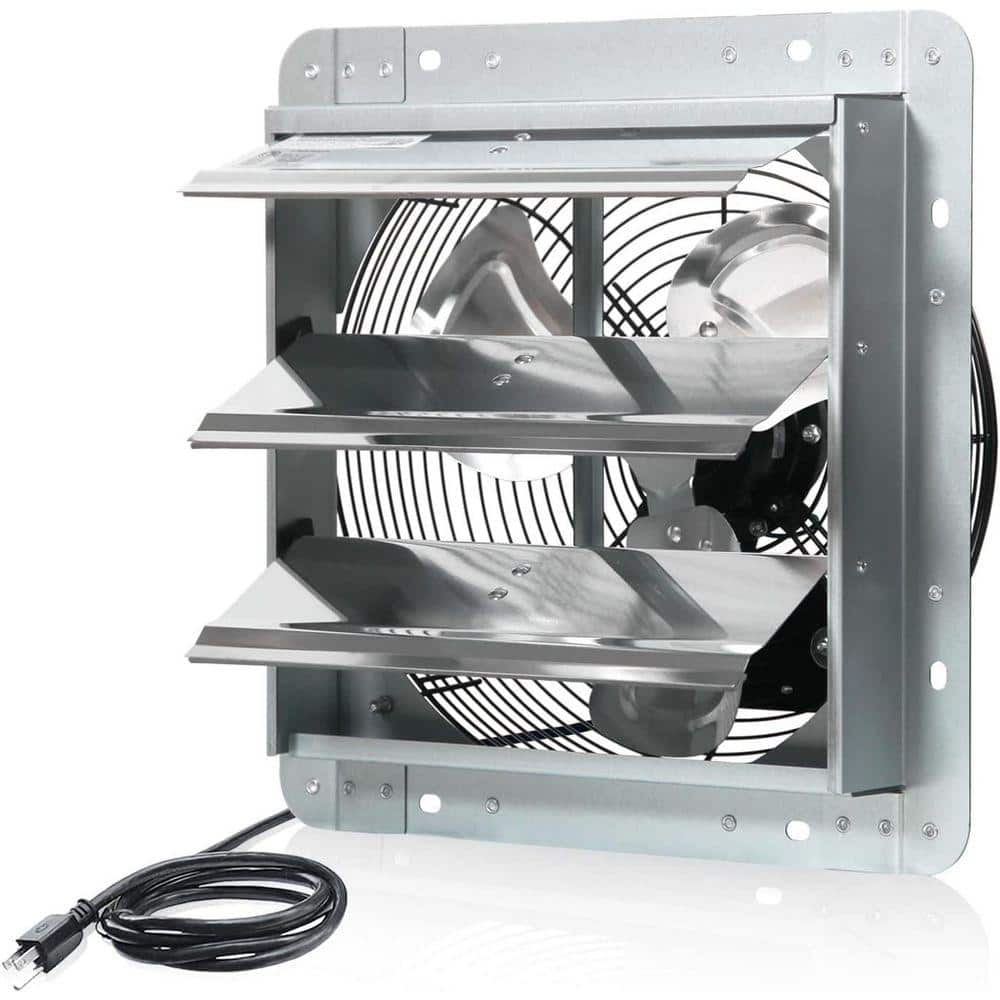 Unbranded 12in. Wall Mount Aluminum Shutter Exhaust Fan 1450CFM Electric Powered with 5ft. Cord for Commercial, Attic, Shed, Shop (1)