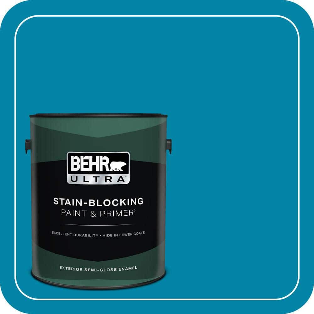 BEHR ULTRA 1 gal. #MQ4-53 Tibetan Turquoise Semi-Gloss Enamel Exterior Paint & Primer