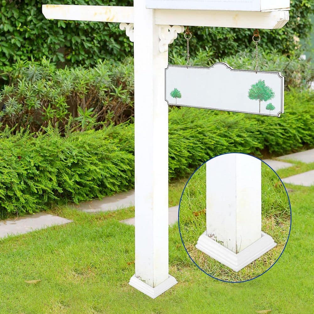 Afoxsos Vinyl Post Skirt 4 x 4 in. White Split Style Post Base Cover Reusable Column Wraps for Porch Fence Deck 6 Pack (2)