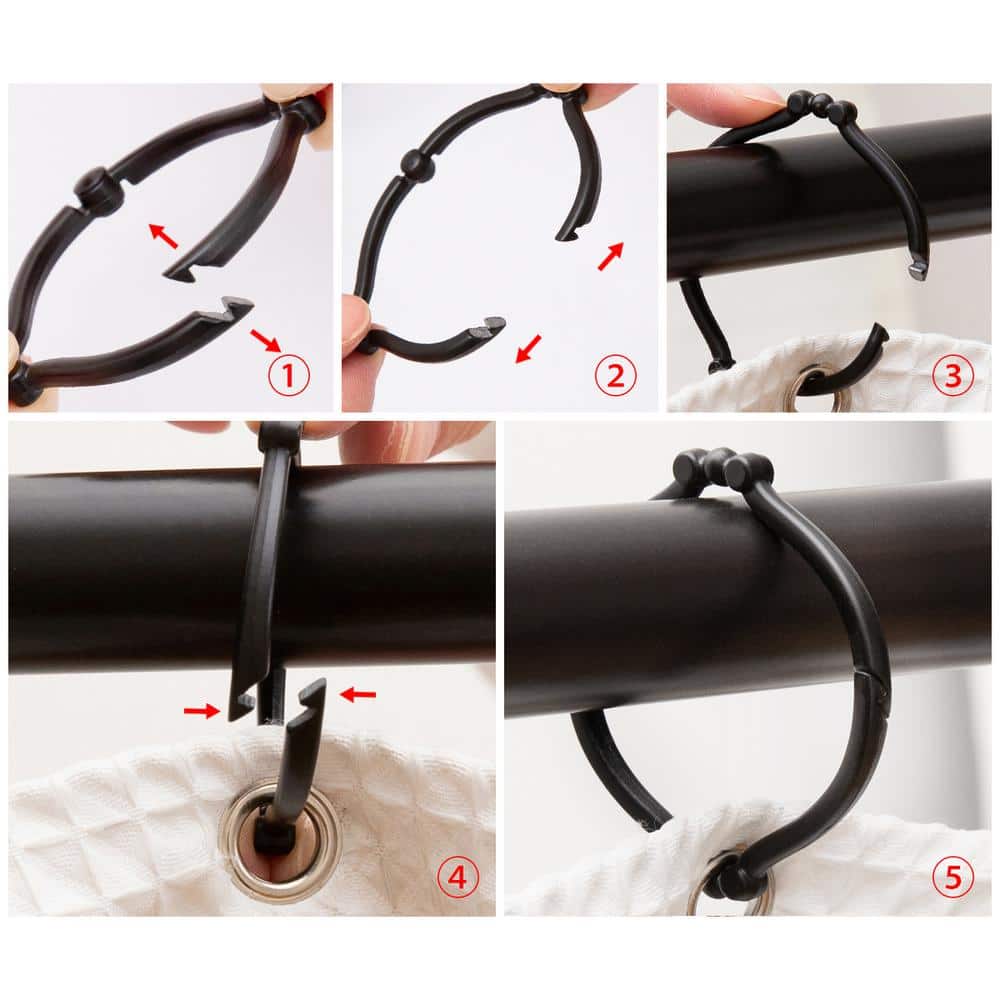 Utopia Alley Rustproof Zinc Shower Curtain Hooks Rings for Bathroom in Matt Black, Set of 12 (2)