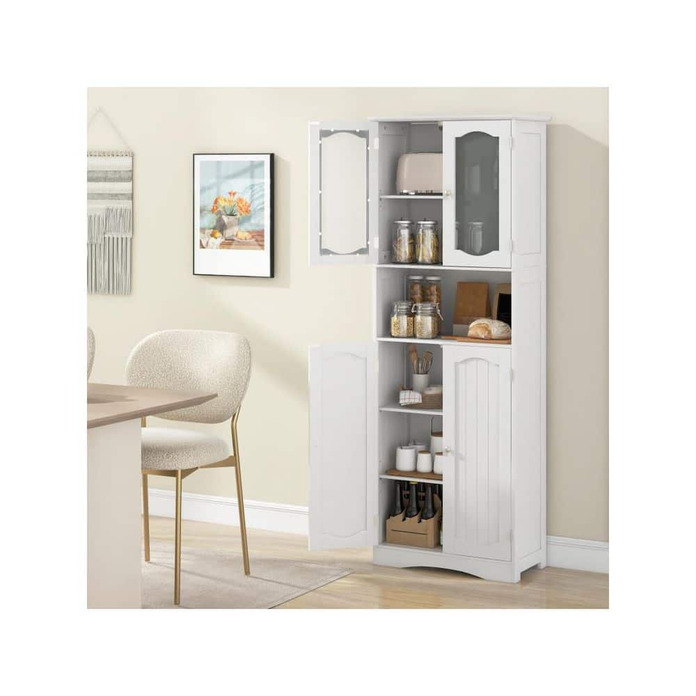 Boyel Living 23.5 in. W 12 in. D 64.5 in. H Bathroom Linen Cabinet with Frost Glass Doors and Shelves (2)