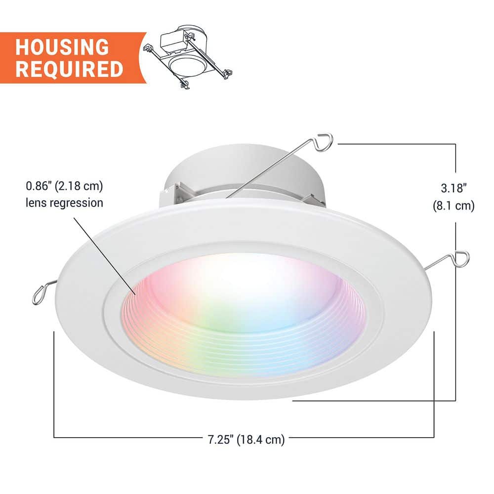 HALO Color and Tunable White 65W Equivalent 5/6 inch Integrated LED Dimmable Smart Wi-Fi Wiz Connected Remodel Downlight Kit (3)