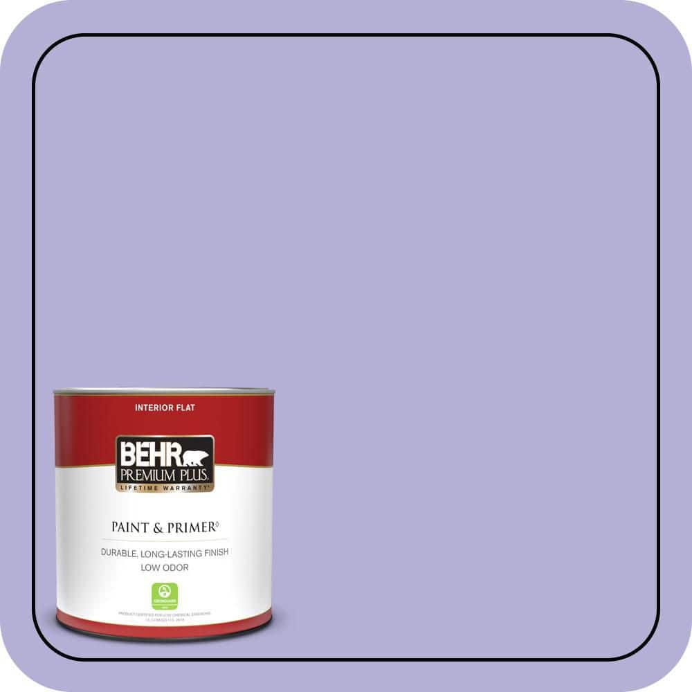 BEHR PREMIUM PLUS 1 qt. #630B-4 Freesia Purple Flat Low Odor Interior Paint & Primer (1)