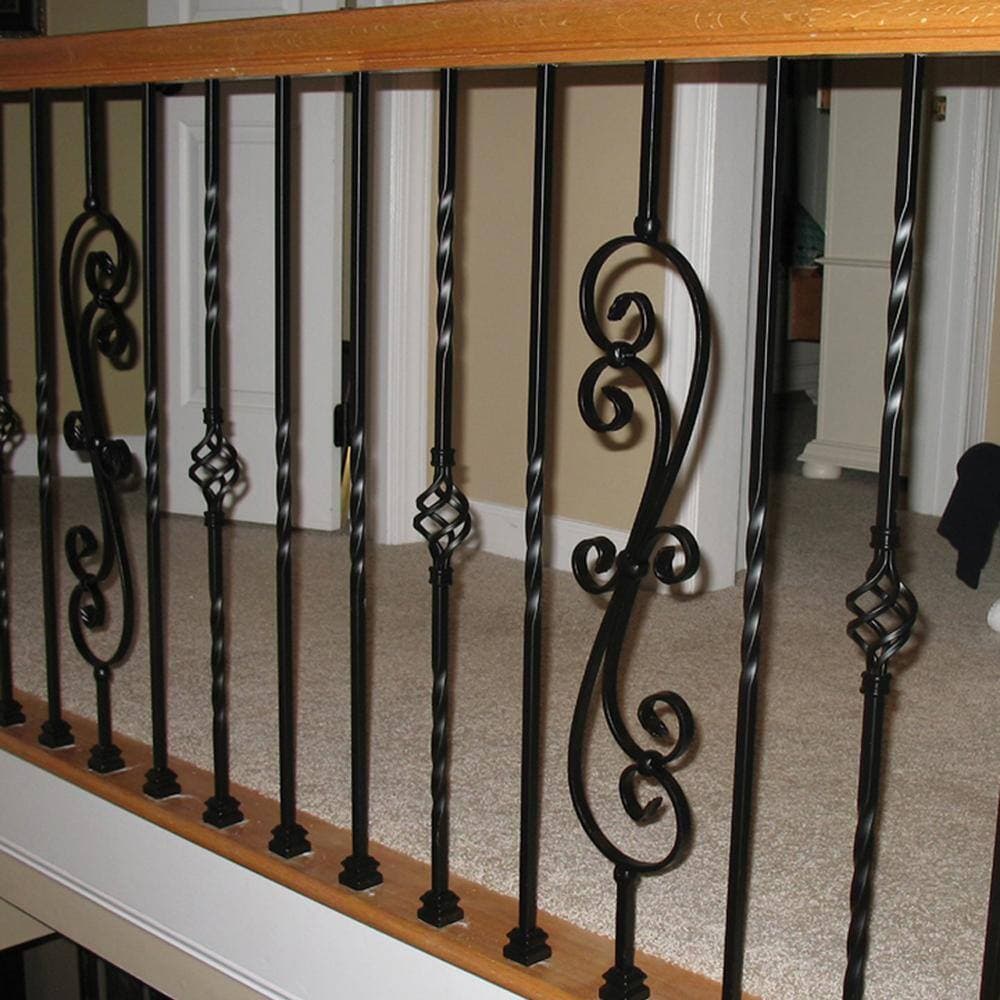WM Coffman 44 in. x 1/2 in. Satin Black Small Scroll Hollow Iron Baluster (2)
