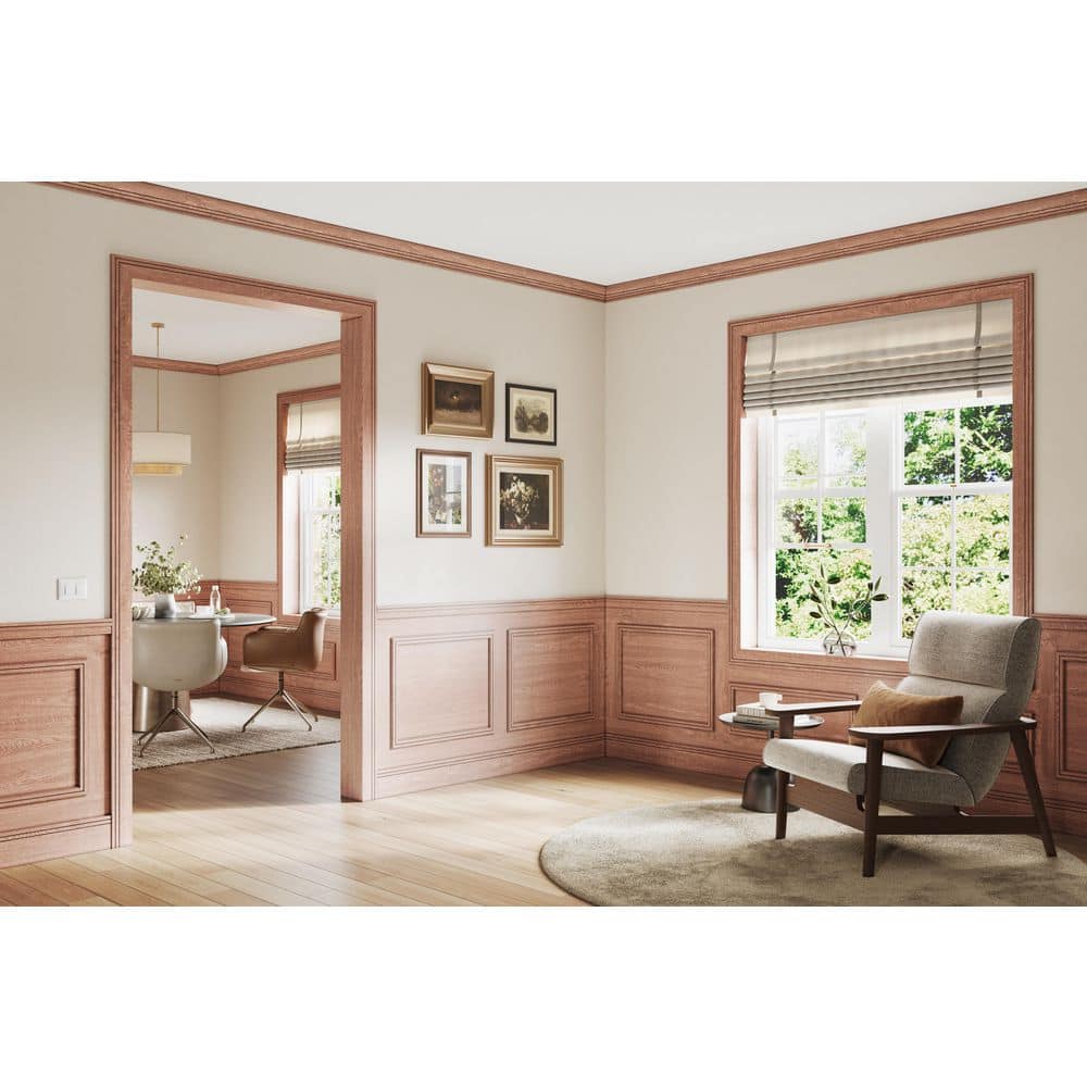 Ornamental Mouldings 0.75 in. D x 4.5 in. W x 92 in. L Unfinished Red Oak Wood Tova Crown Moulding (3)