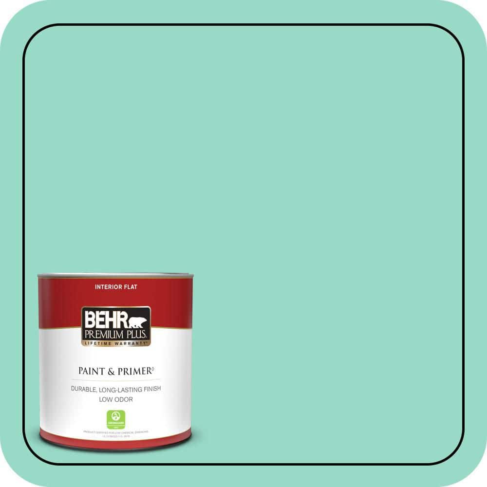 BEHR PREMIUM PLUS 1 qt. #MQ4-17 Pageant Green Flat Low Odor Interior Paint & Primer
