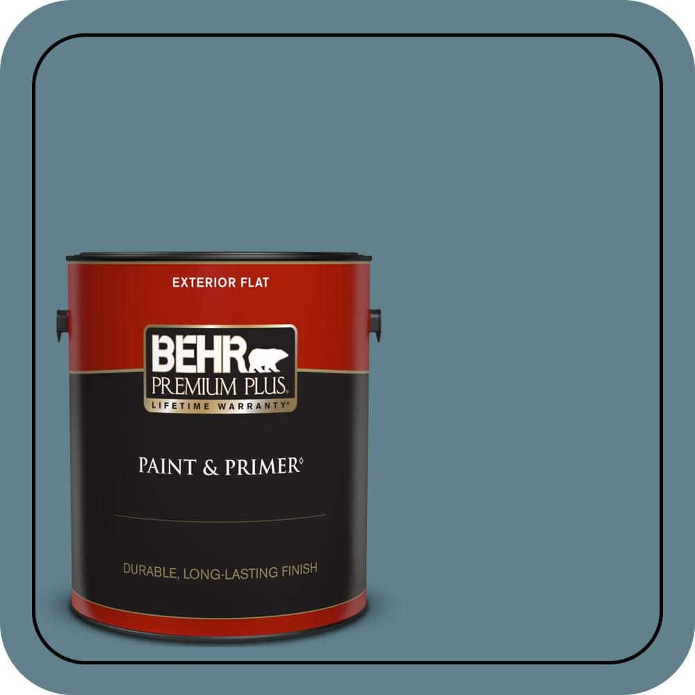 BEHR PREMIUM PLUS 1 gal. #S470-5 Blueprint Flat Exterior Paint & Primer (1)