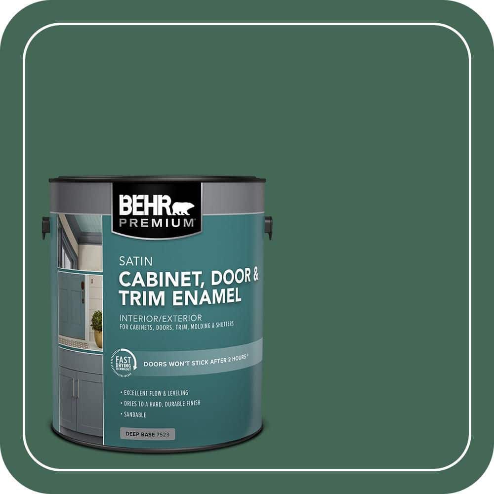 BEHR PREMIUM 1 gal. #M420-7 Billiard Green Satin Enamel Interior/Exterior Cabinet, Door & Trim Paint (1)