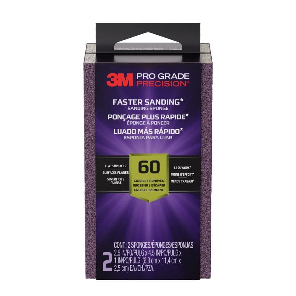 3M Pro Grade Precision 5 in. 4.5 in. 320 Grit Faster Sanding Sanding Block Sponge (1)