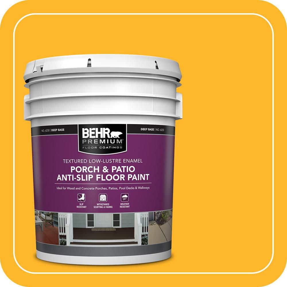 BEHR PREMIUM 5 gal. #P260-7 Extreme Yellow Textured Low-Lustre Enamel Interior/Exterior Porch and Patio Anti-Slip Floor Paint