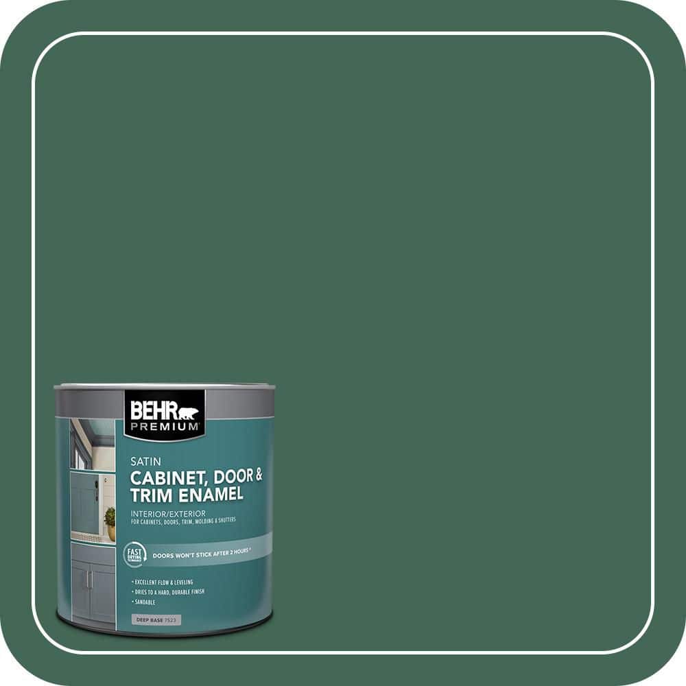 BEHR PREMIUM 1 qt. #M420-7 Billiard Green Satin Enamel Interior/Exterior Cabinet, Door & Trim Paint