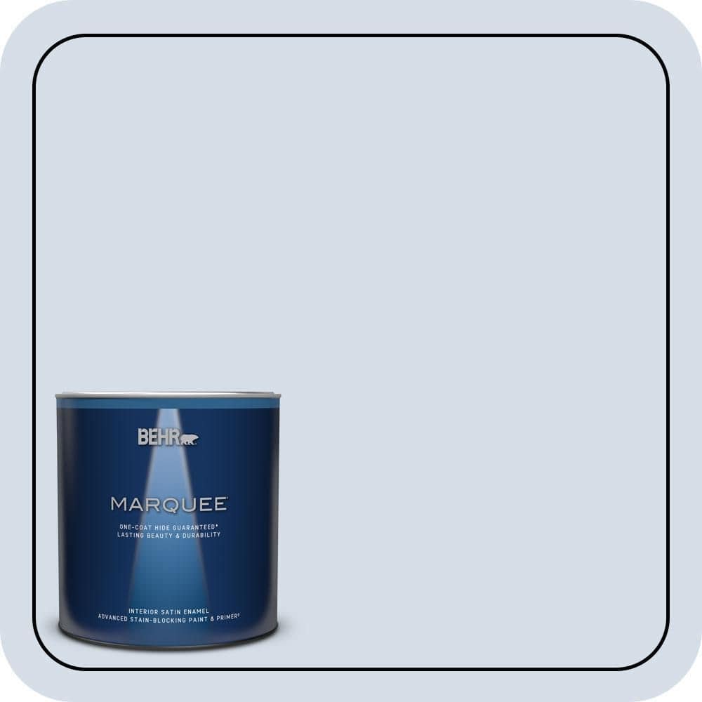BEHR MARQUEE 1 qt. #590E-2 Snow Ballet Satin Enamel Interior Paint & Primer