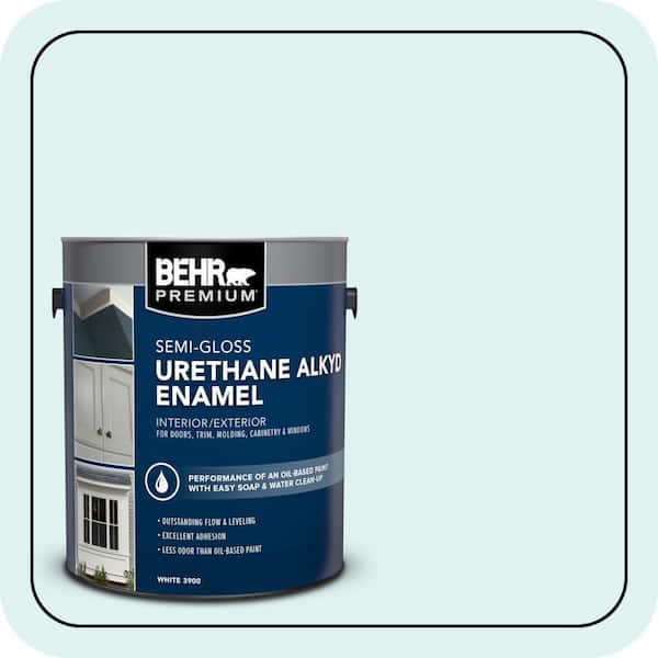BEHR PREMIUM 1 gal. #500A-1 Glacier Bay Urethane Alkyd Semi-Gloss Enamel Interior/Exterior Paint (2)