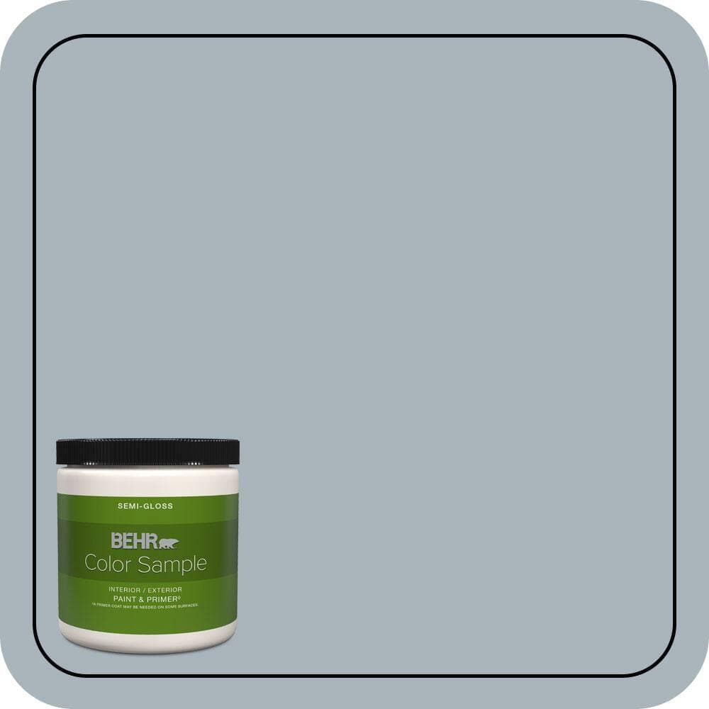 BEHR PREMIUM PLUS 8 oz. #N490-3 Shaved Ice Semi-Gloss Interior/Exterior Paint & Primer Color Sample