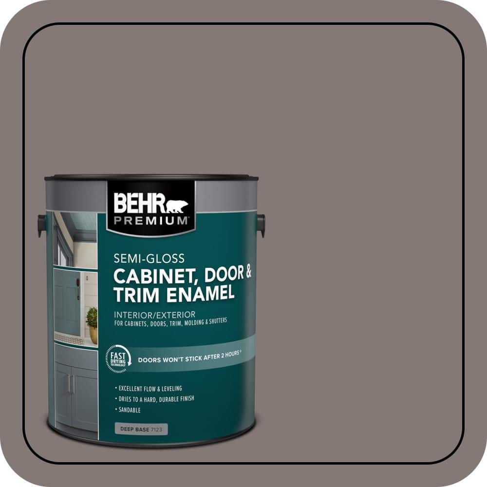 BEHR PREMIUM 1 gal. #N140-5 Complex Gray Semi-Gloss Enamel Interior/Exterior Cabinet, Door & Trim Paint