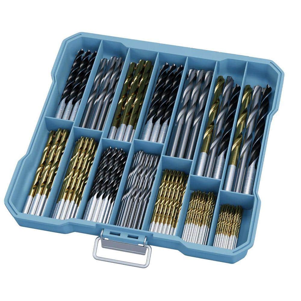 Angel Sar 130 Pcs Drill Bit Set, All-Purpose Drill Bit Kit with Titanium, Masonry for Metal Wood Plastic Concrete Drilling (1)