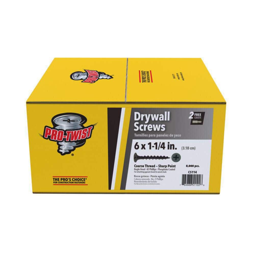 Pro-Twist #6 # Phillips Reduced Bugle Head Coarse Thread Drywall Screws 3500 per Box