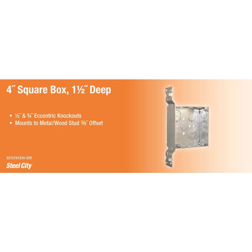 Steel City 4 in. Steel Square Box with SV Bracket (52151V1234-25R) (3)