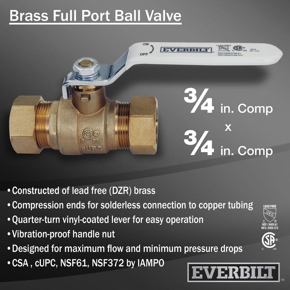 Everbilt 3/4 in. Compression x 3/4 in. Compression Brass Full Port Ball Valve (2)