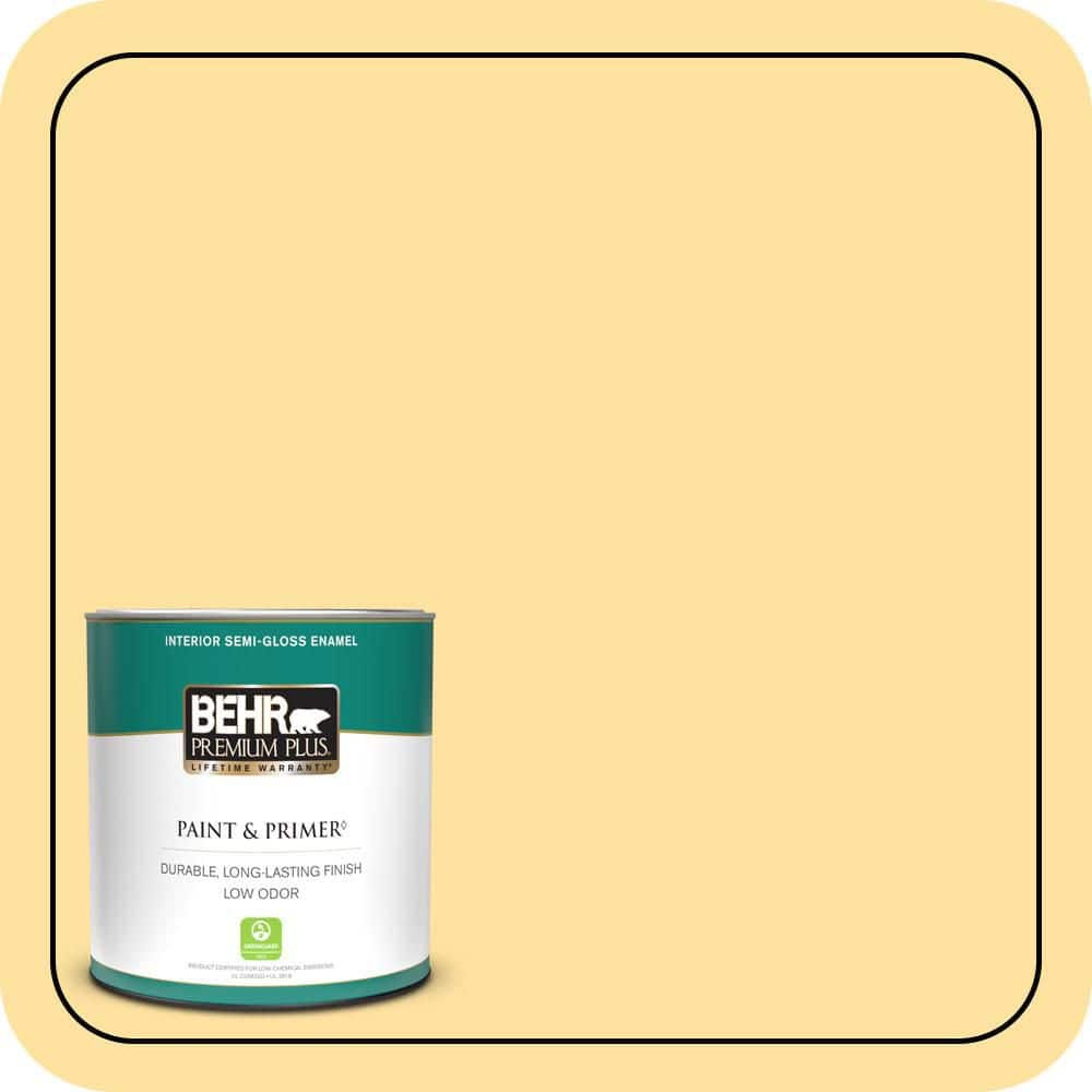 BEHR PREMIUM PLUS 1 qt. #P280-3 Polka Dot Skirt Semi-Gloss Enamel Low Odor Interior Paint & Primer