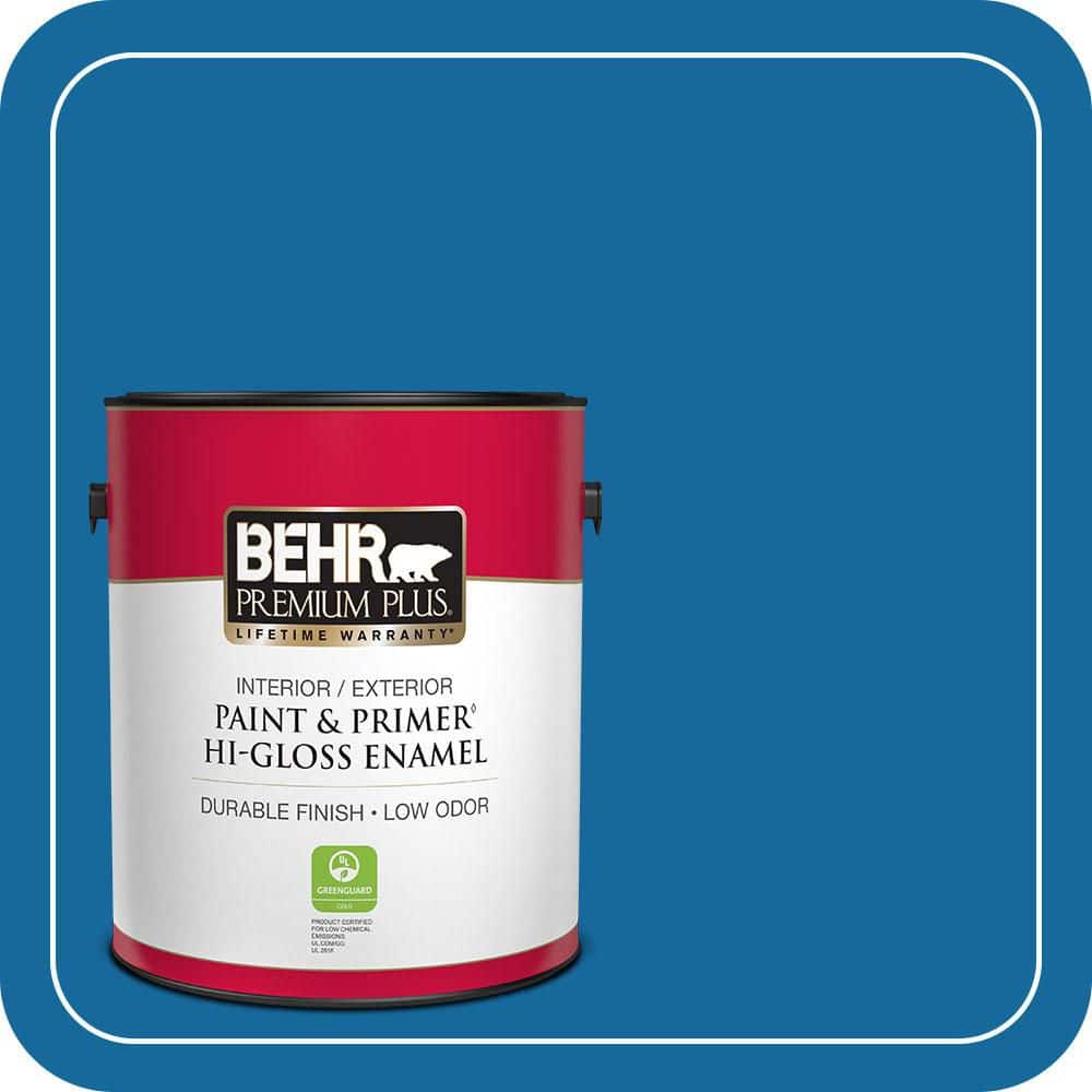 BEHR PREMIUM PLUS 1 gal. #P500-7 Cosmic Cobalt Hi-Gloss Enamel Interior/Exterior Paint & Primer