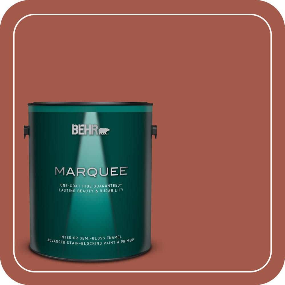 BEHR MARQUEE 1 gal. #PPU2-15 Cajun Red Semi-Gloss Enamel Interior Paint & Primer