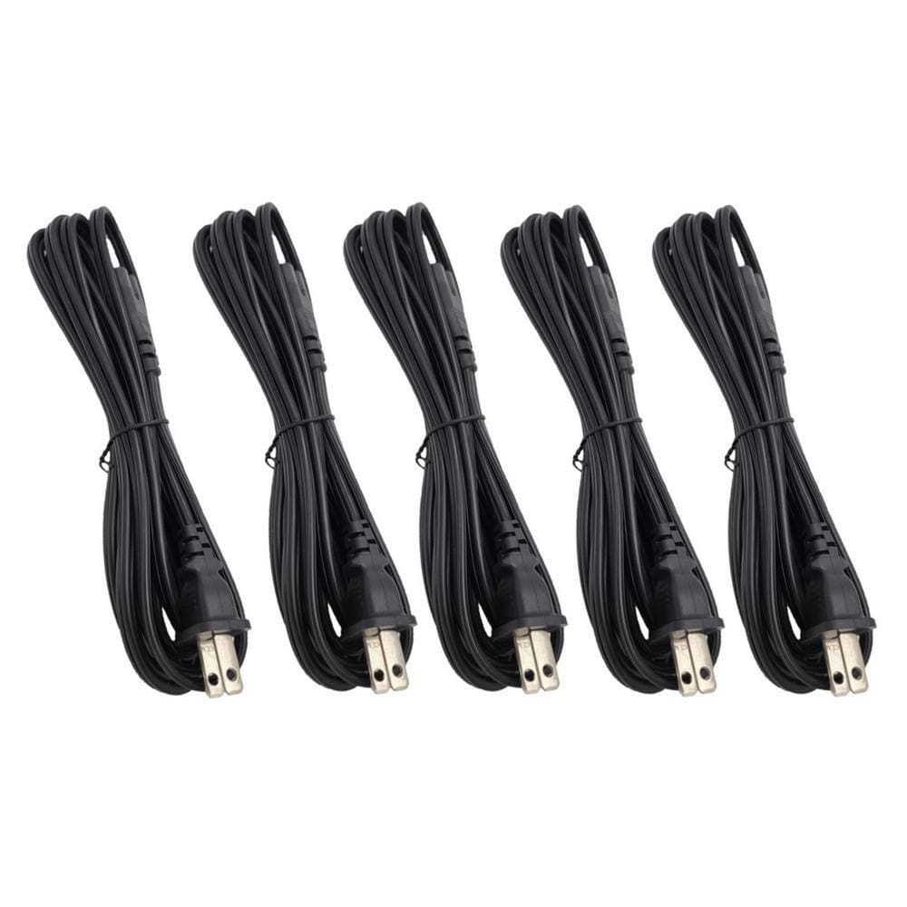 Micro Connectors, Inc 6 ft. 18AWG 2-Prong Notebook/TV/Power Cord, UL Approved 7Amp/Black (5-Pack)