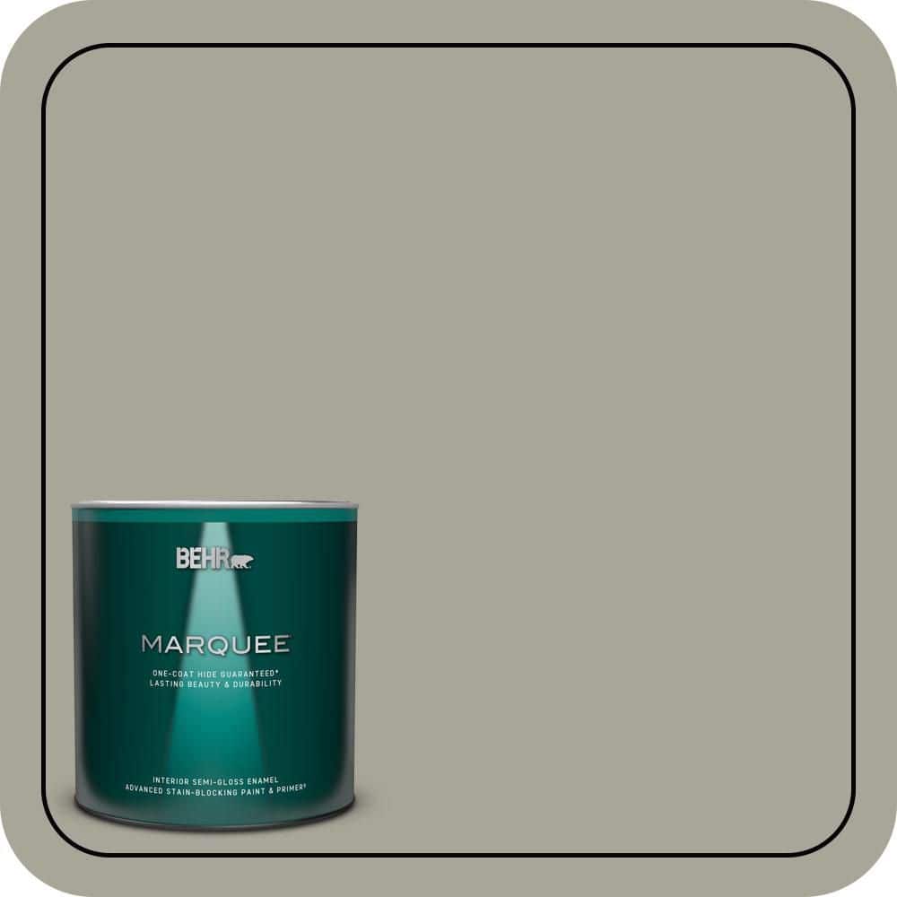 BEHR MARQUEE 1 qt. #N370-4A Historical Gray One-Coat Hide Semi-Gloss Enamel Interior Paint & Primer