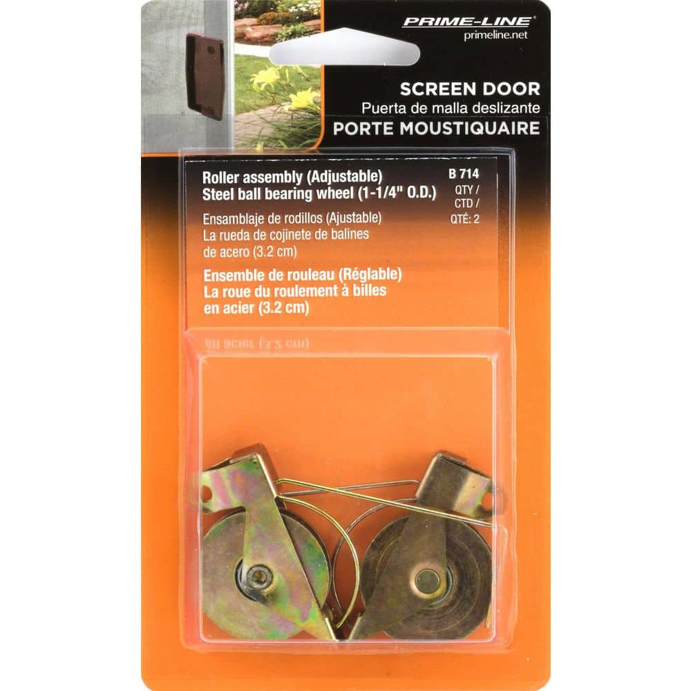 Prime-Line Spring Tension Roller Assembly, 1-1/4 in. Outside Diameter, Concave Edge, Steel Ball Bearing (3)