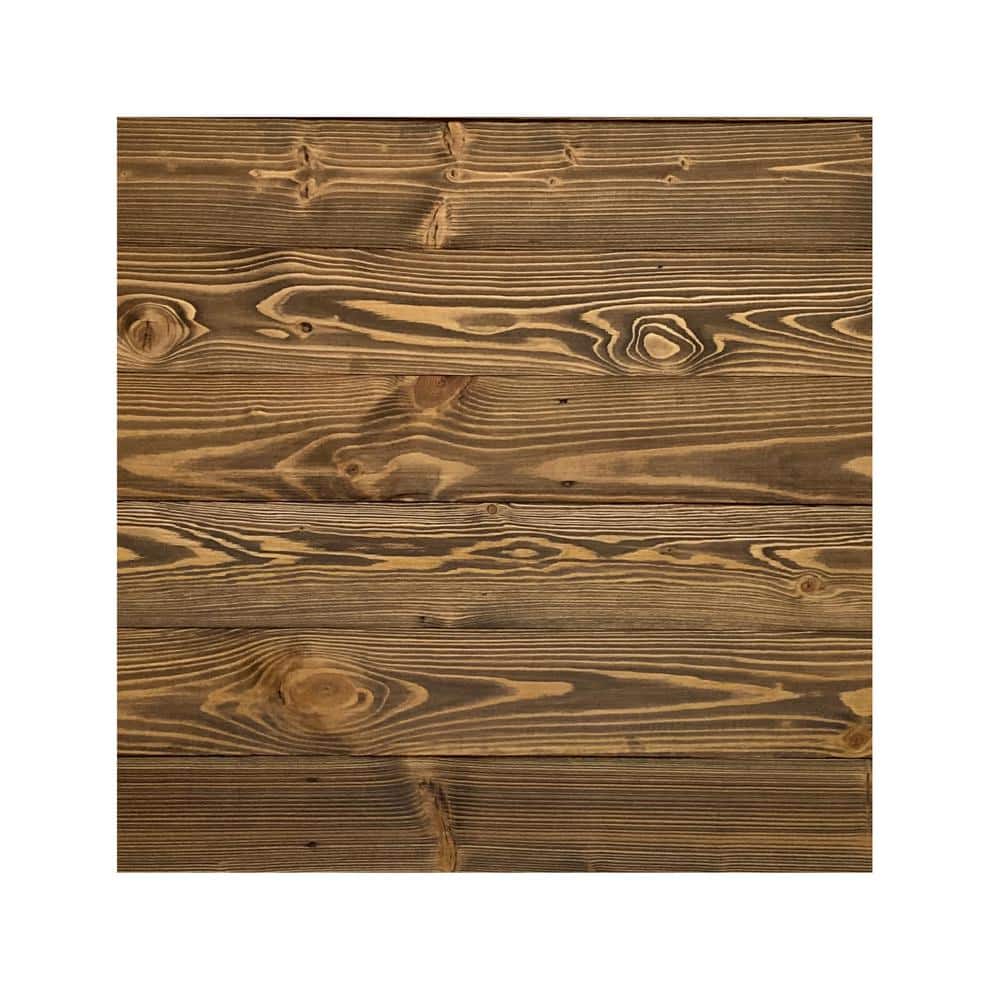 Afoxsos Natural 1/4 in T x 4 in. W x 2 ft. L Shiplap Pine Weathered Reclaimed Barn Wood Boards Planks in Chestnut 12-Pack