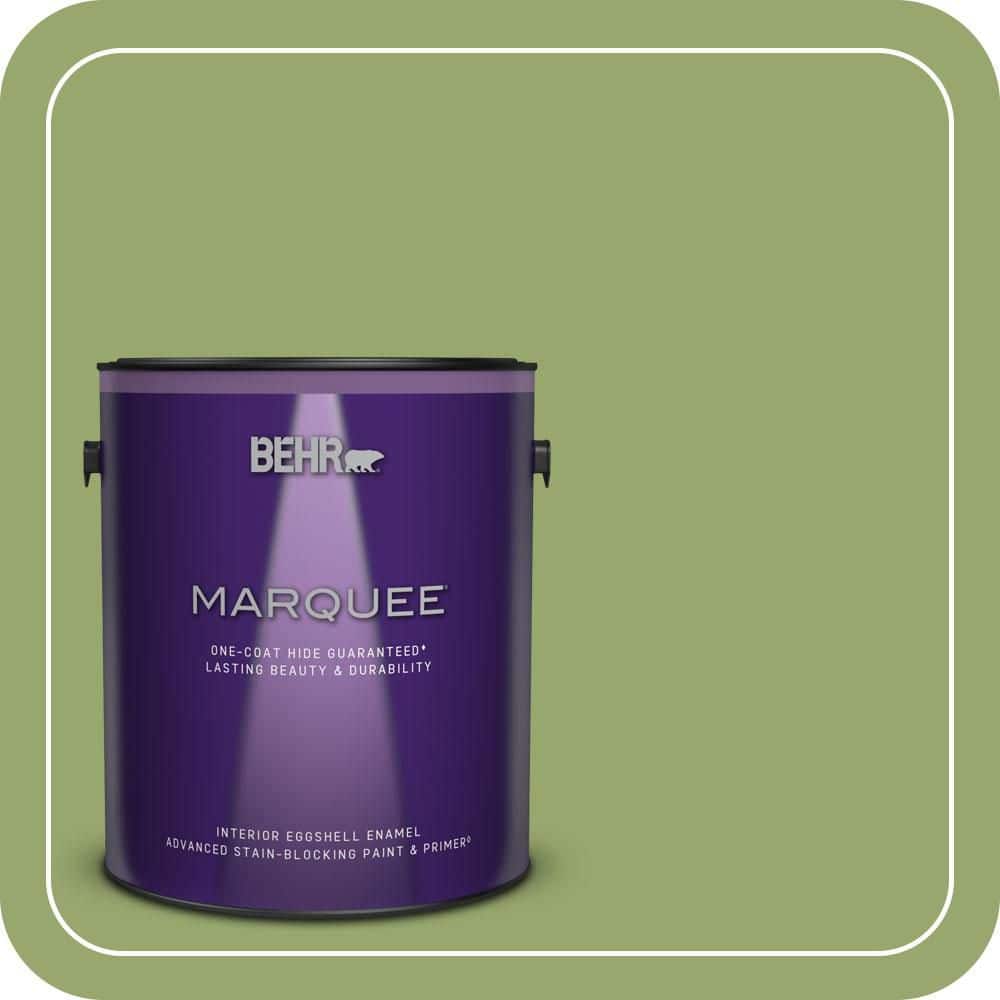 BEHR MARQUEE 1 gal. #MQ4-43 Green Plaza One-Coat Hide Eggshell Enamel Interior Paint & Primer