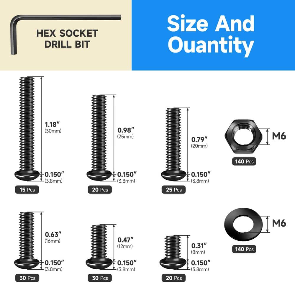 MarySino M5 Hex Button Head Cap Screw and Bolt Assortment Kit, 10.9 Grade Alloy Steel (420-Piece) (2)