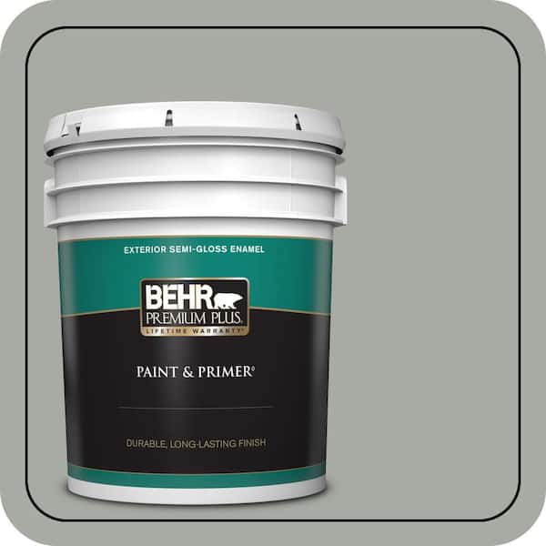 BEHR PREMIUM PLUS 5 gal. #PPU25-15 Flipper Semi-Gloss Enamel Exterior Paint & Primer (2)