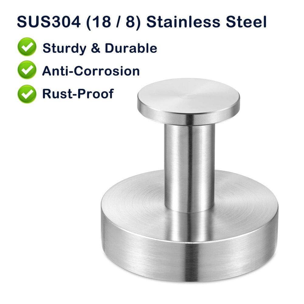 Unbranded J-Hook Hook Type 2-Pack Brushed Nickel SUS304 Stainless Steel Round Robe Hook Towel Hook Wall-Mounted Screw-Installed (2)