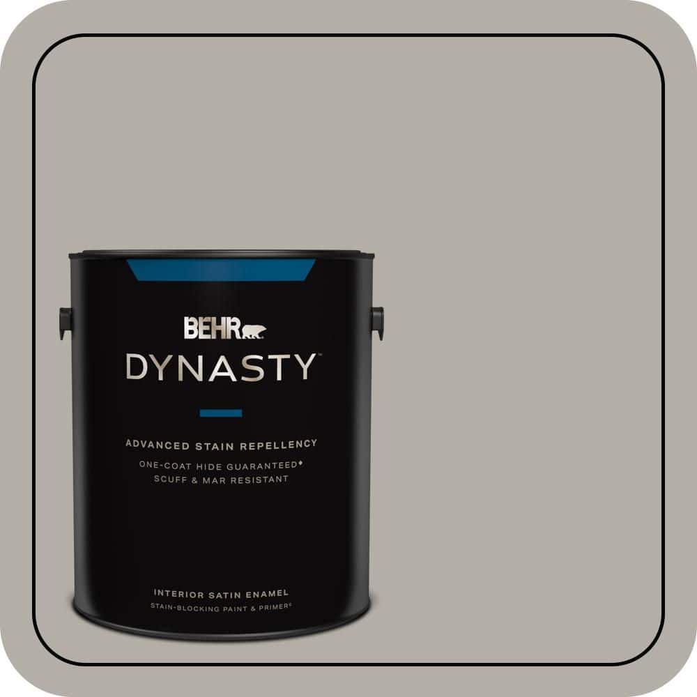 BEHR DYNASTY 1 gal. #T17-09 Laid Back Gray Satin Enamel Interior Stain-Blocking Paint & Primer