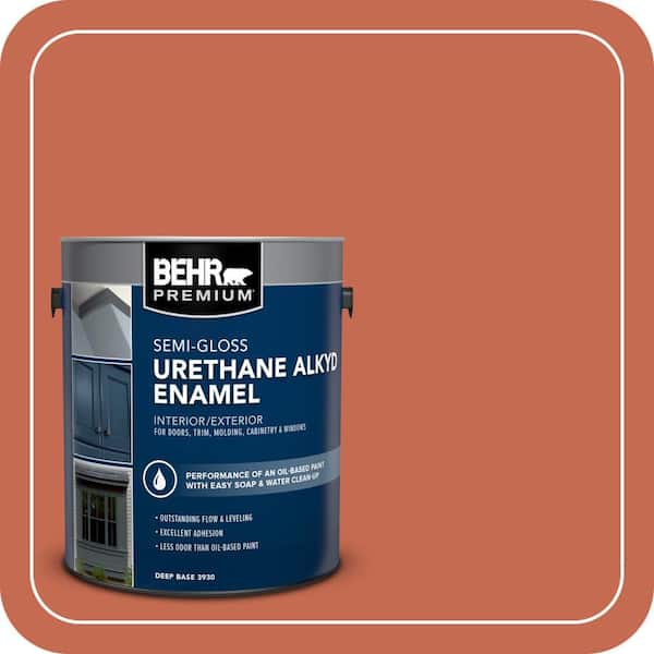 BEHR PREMIUM 1 gal. #T16-14 Raw Copper Urethane Alkyd Semi-Gloss Enamel Interior/Exterior Paint (2)